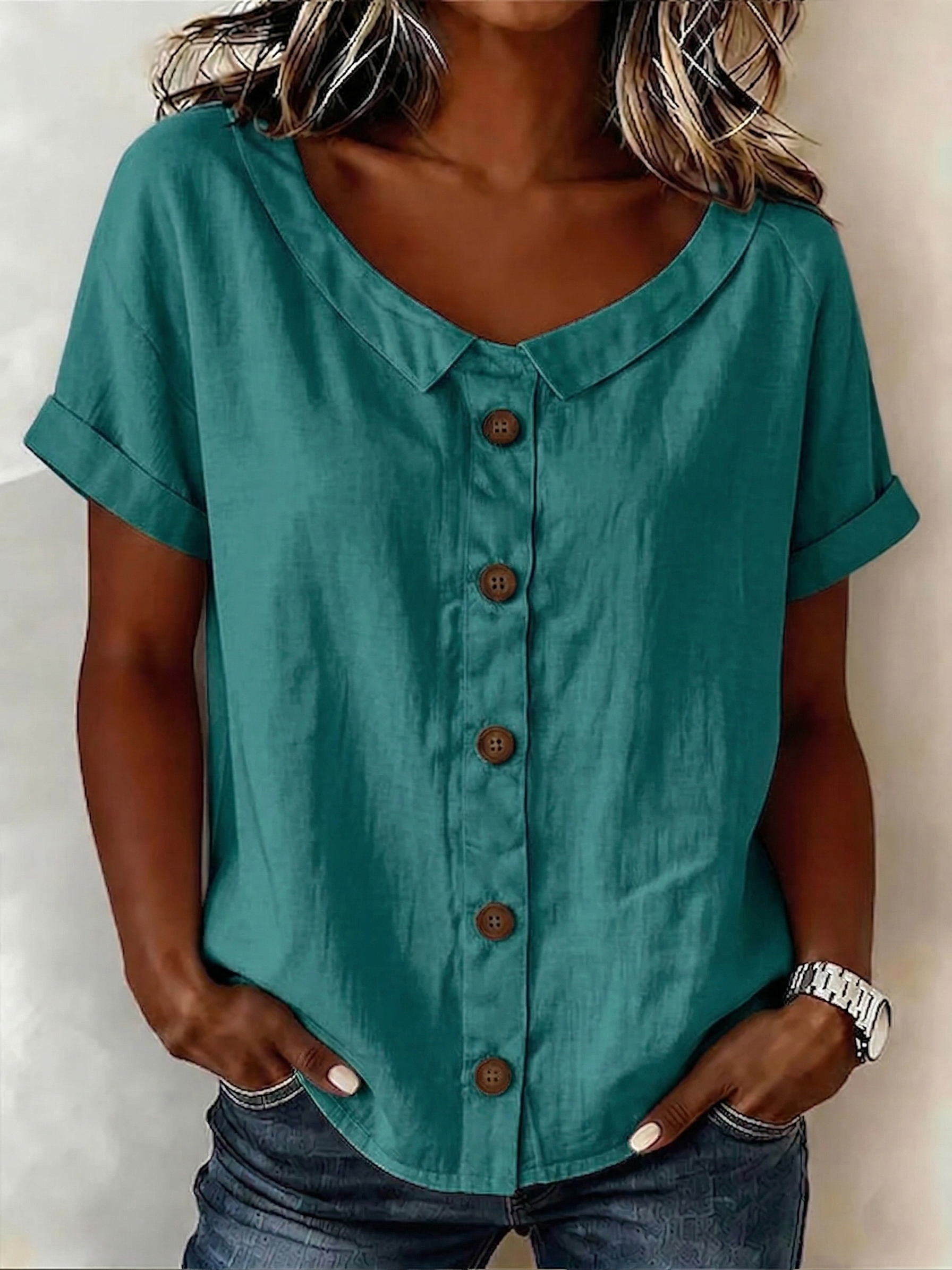 New Arrivals🔥 Women's Round-neck Short-sleeve Casual Loose Cotton-linen Tops