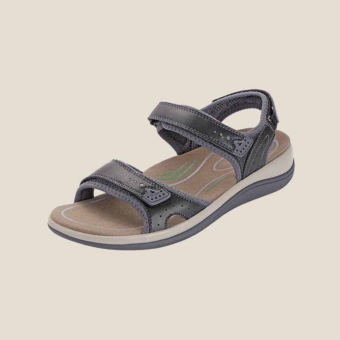 Last Day 70% OFF - Women's Casual Comfortable Leather Arch Support Flat Open Toe Velcro Sandals-Comfort & Reliable
