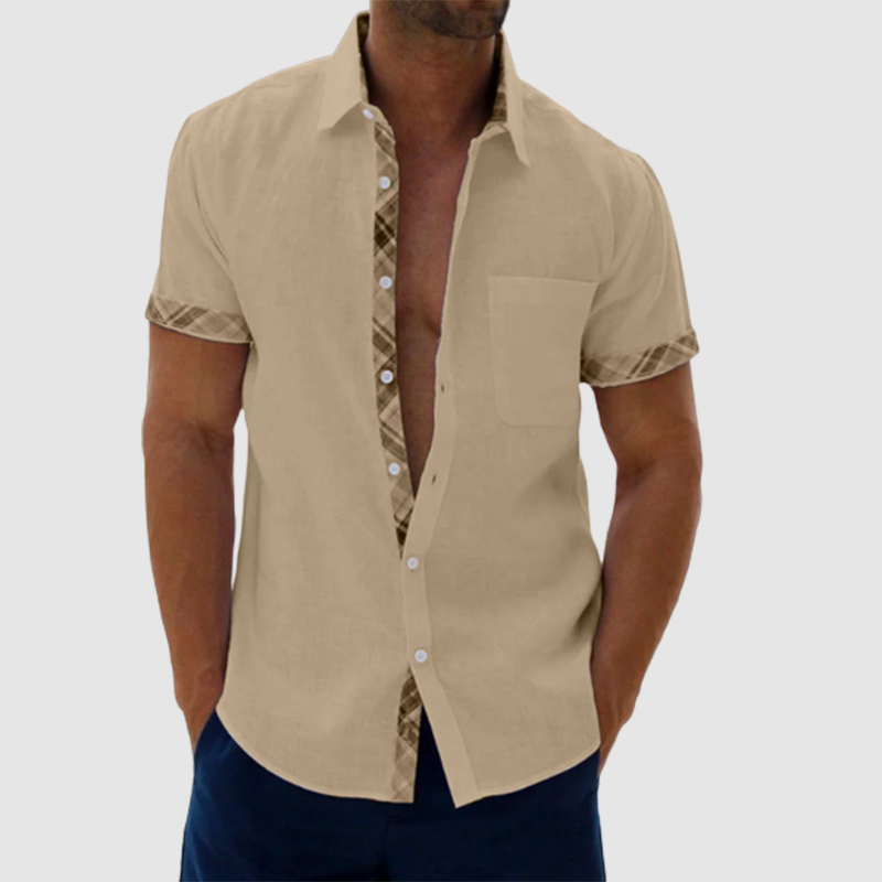 Men's Casual Plaid Collar Button Summer Linen Shirt-Comfort & Reliable