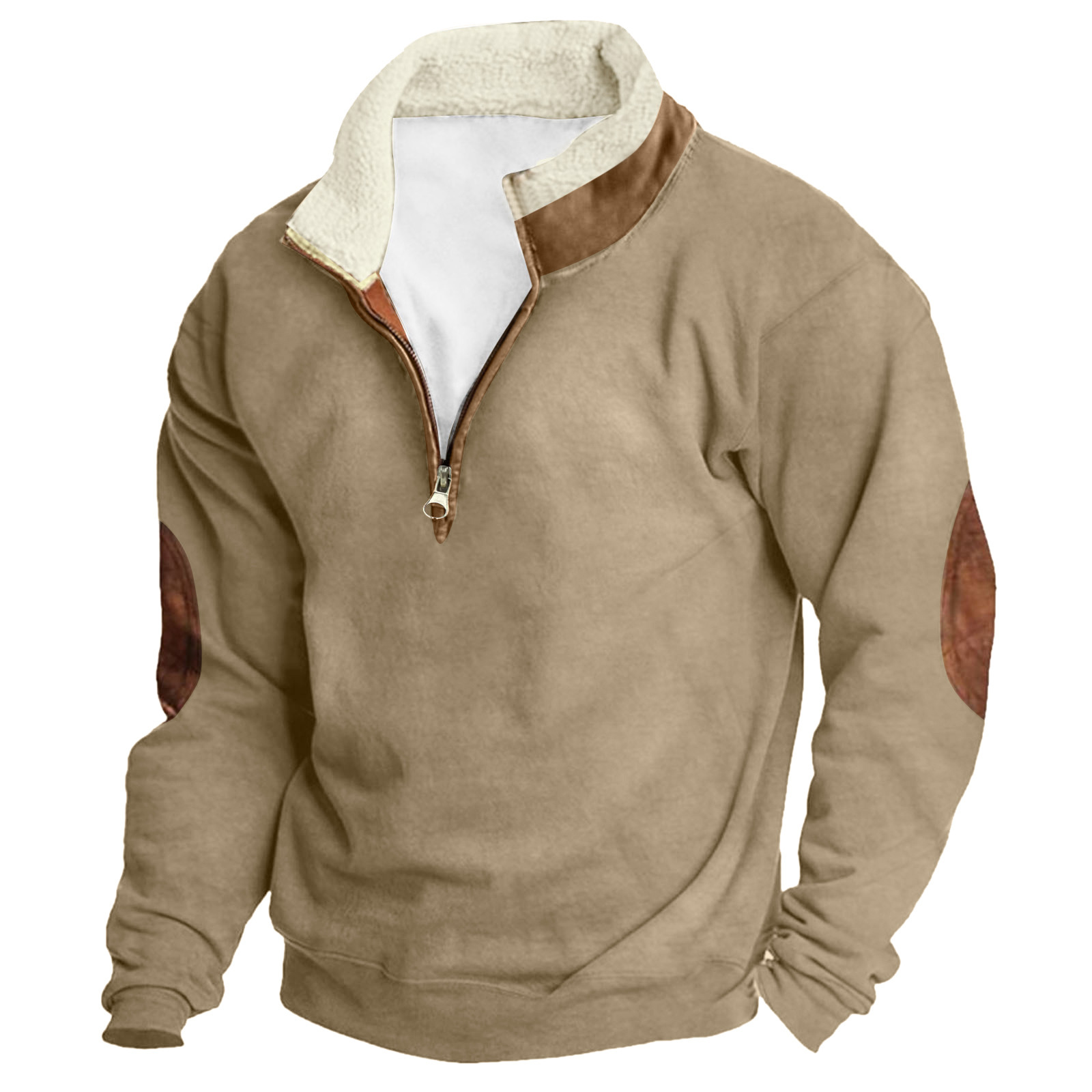 Men's Outdoor Vintage Stand Collar Long Sleeve Cashmere Sweatshirt-Comfort & Reliable