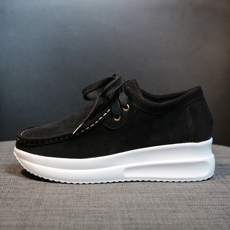 Platform shoes leather suede plush slip on-Comfort & Reliable