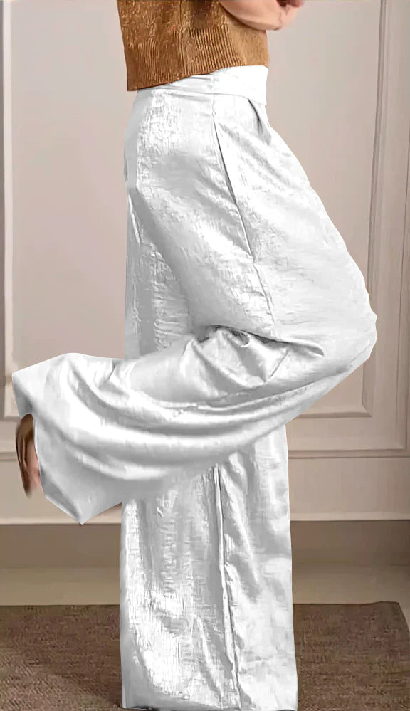 Women's Smooth Satin Half-sleeved Top and Pant Suit Two-piece-Comfort & Reliable