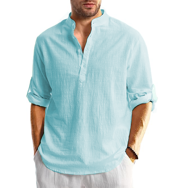 Men's  Linen Casual Long Sleeve Shirt-Comfort & Reliable