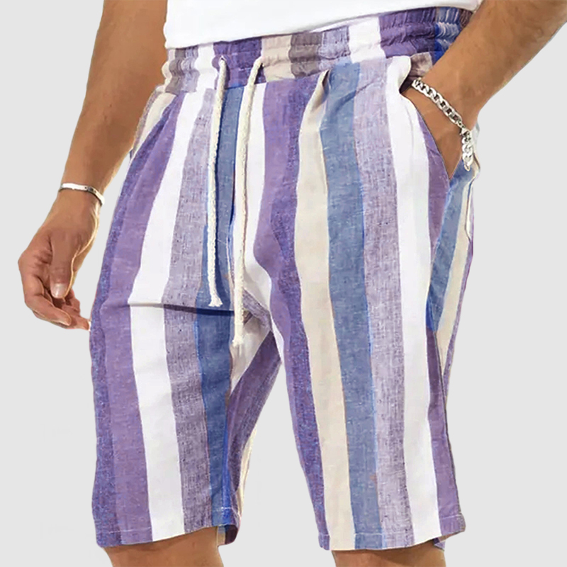 Men's Vacation Striped Cotton Linen Shorts-Comfort & Reliable