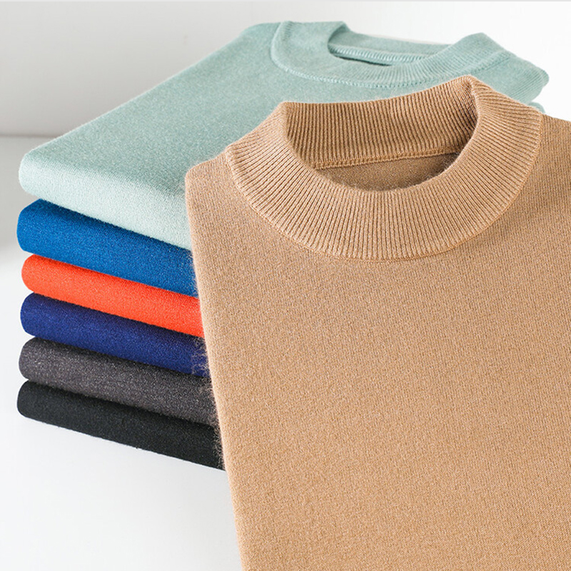 Men's Basic Bottom Cashmere Sweater-Comfort & Reliable