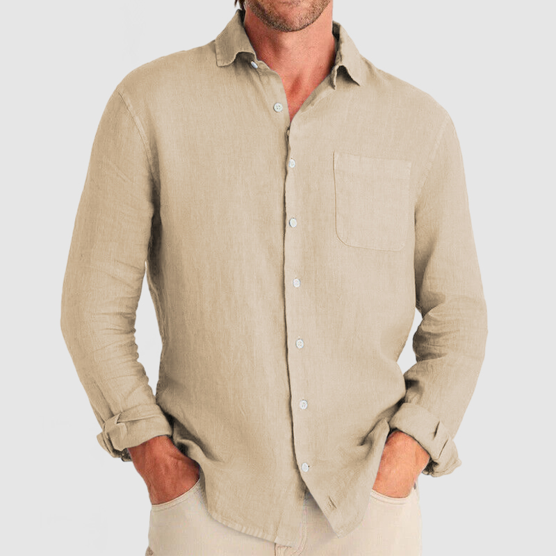 Gentleman Simple Temperament Cotton Linen Shirt-Comfort & Reliable