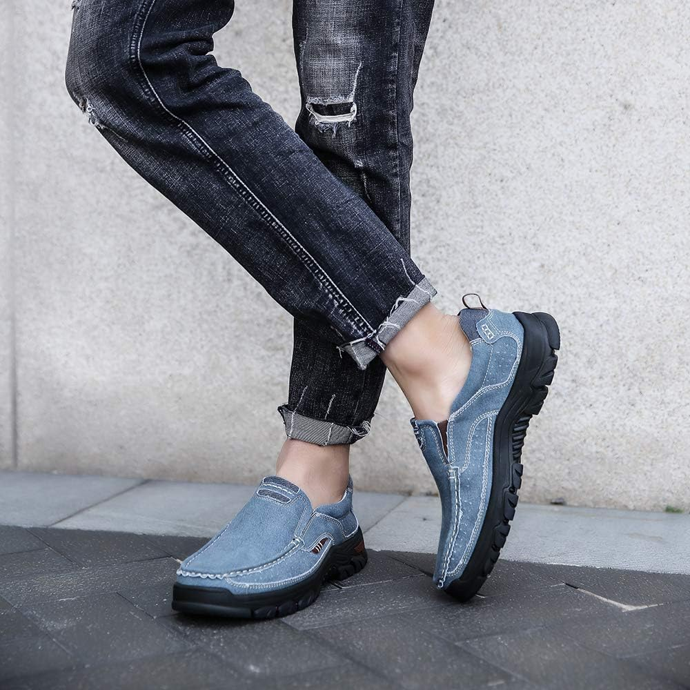 Mens Round Toe Canvas Slip-On Loafers antiskid Walking Casual Shoes-Comfort & Reliable