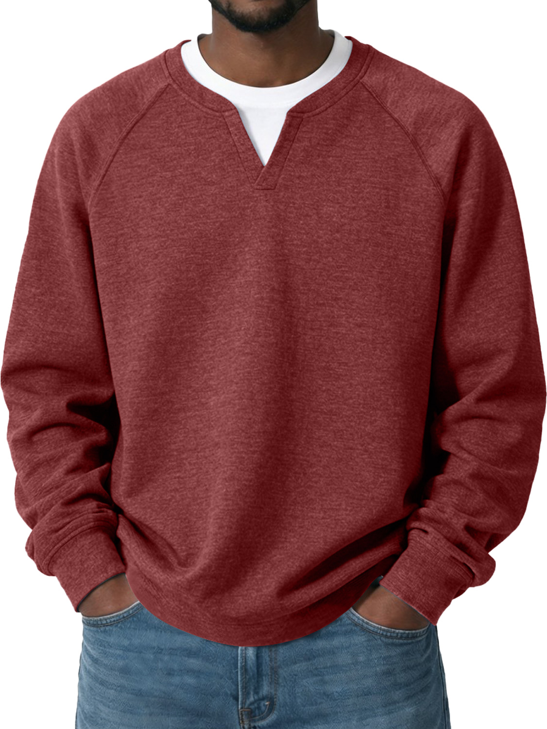 Men's Everyday Casual Comfortable Long-sleeved T-shirt With A Faux Two-piece Design And Raglan Sleeves-Comfort & Reliable