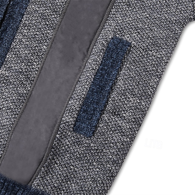 Men's colorblocked stand-up collar warm cashmere jacket-Comfort & Reliable
