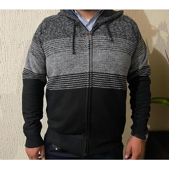 Men's Colorblocked Hooded Warm Cashmere Jacket-Comfort & Reliable