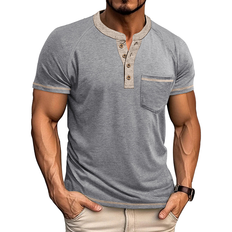 Men's Colorblock Short Sleeve Henley Shirt