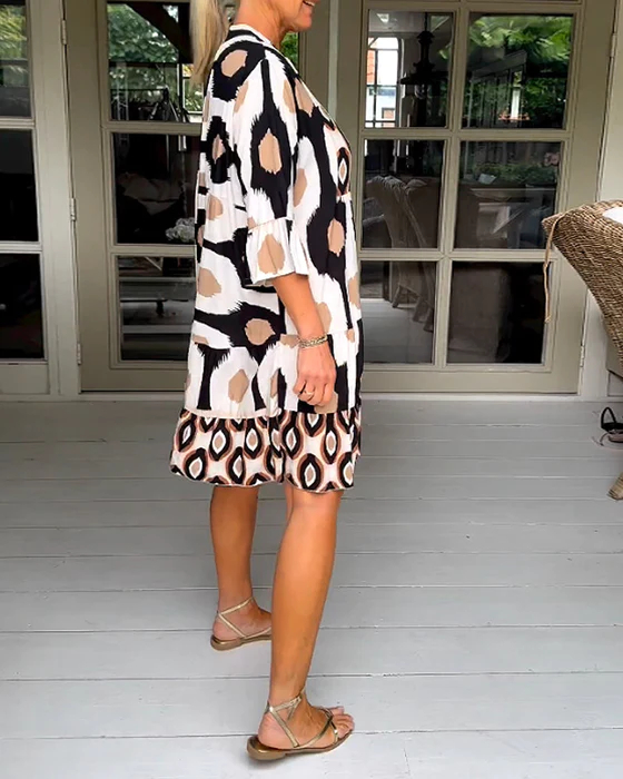 Spotted Print Pleated Dress-Comfort & Reliable
