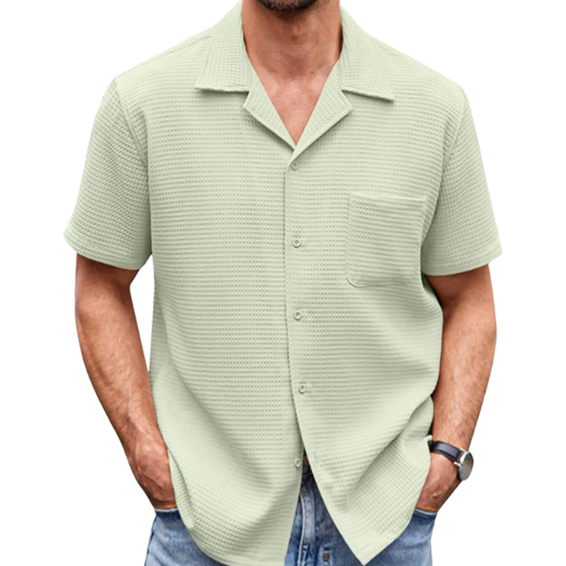 Men's Cotton Linen Casual Button Down Short Sleeve Shirt-Comfort & Reliable