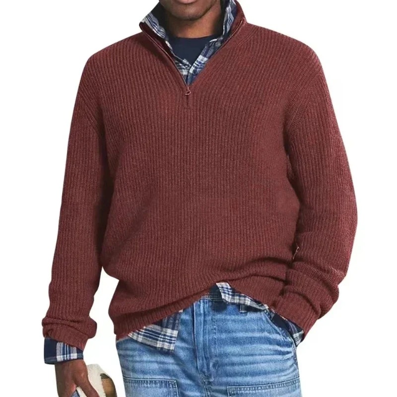 Men's Cashmere Business Casual Zipper Sweater-Comfort & Reliable