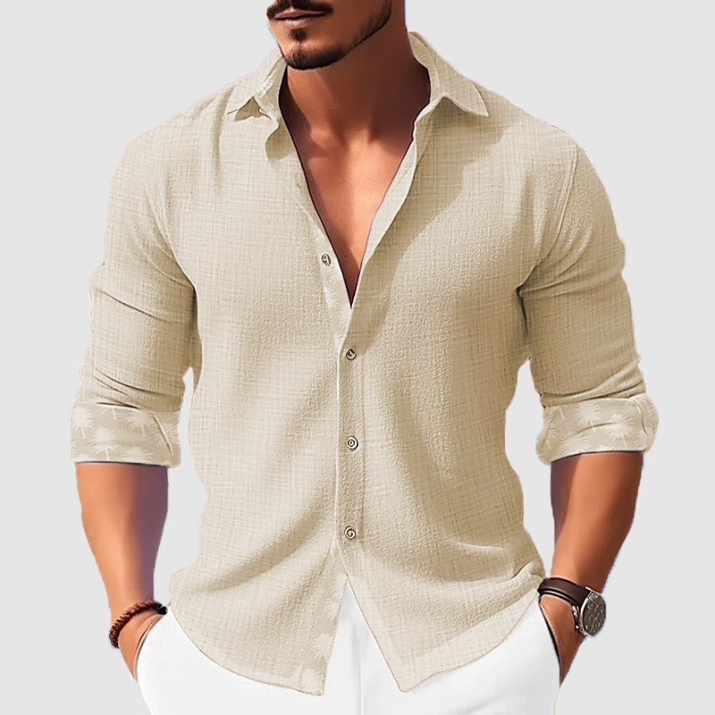 Men's shirt autumn men's cotton linen shirt long sleeve lapel shirt-Comfort & Reliable