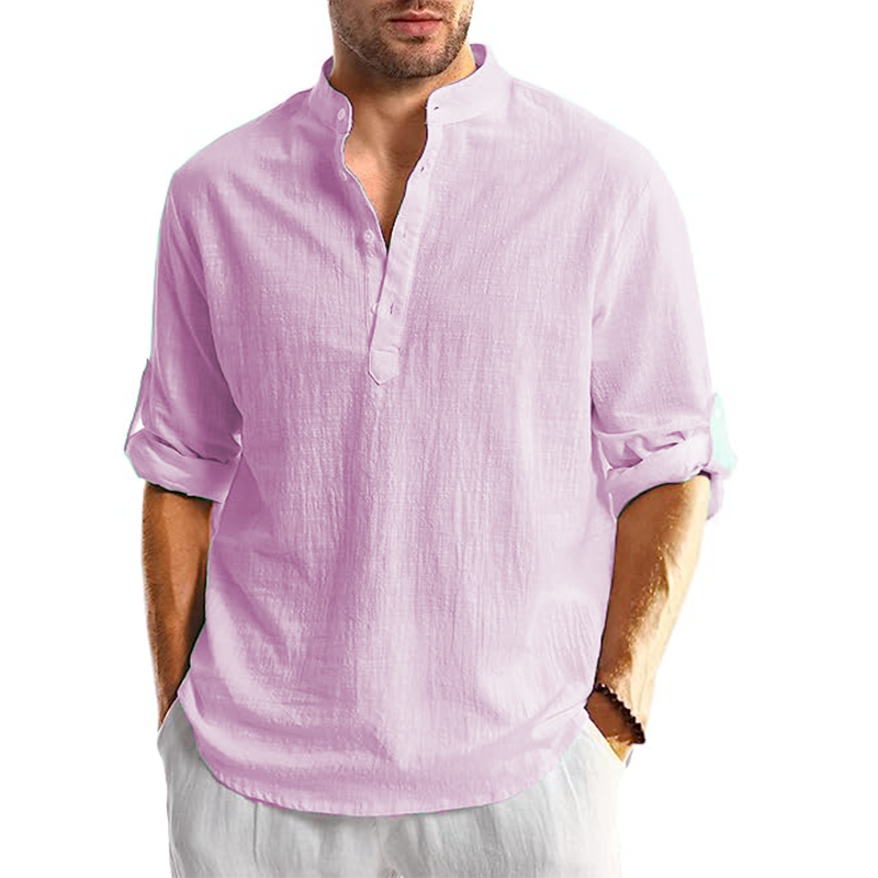 Men's  Linen Casual Long Sleeve Shirt-Comfort & Reliable