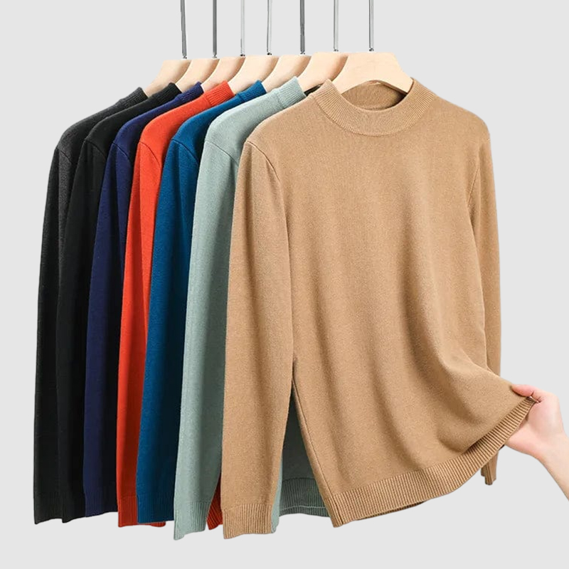 Men's Basic Bottom Cashmere Sweater-Comfort & Reliable
