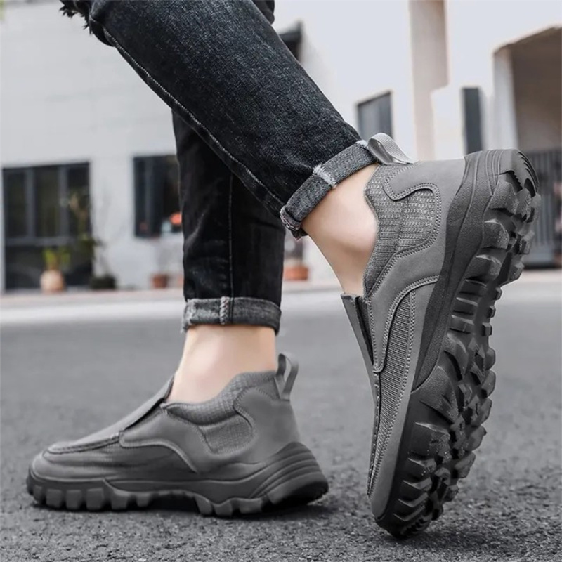 (Medical Certification) Men's Orthopedic Genuine Leather Shoes for Diabetics, Arch Support Hiking Shoes for Plantar Fasciitis-Comfort & Reliable