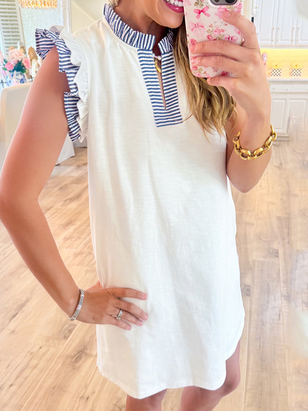 NEW🔥 Ruffle Hem Patchwork Mini Dress- Tax Free