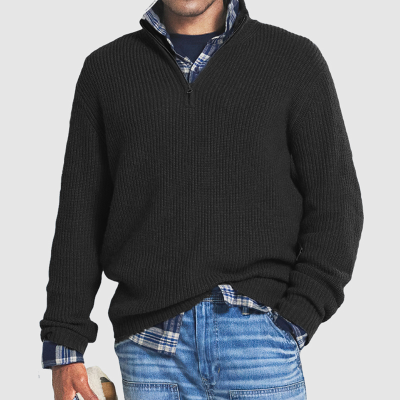 Men's Cashmere Business Casual Zipper Sweater-Comfort & Reliable