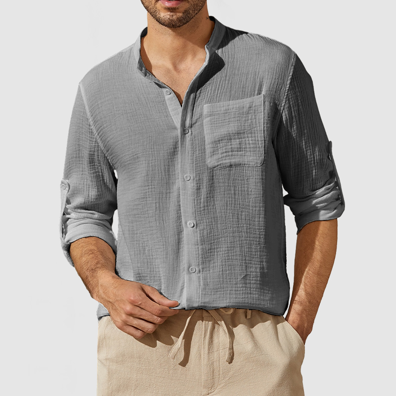 Men's Casual Textured Pocket Shirt-Comfort & Reliable