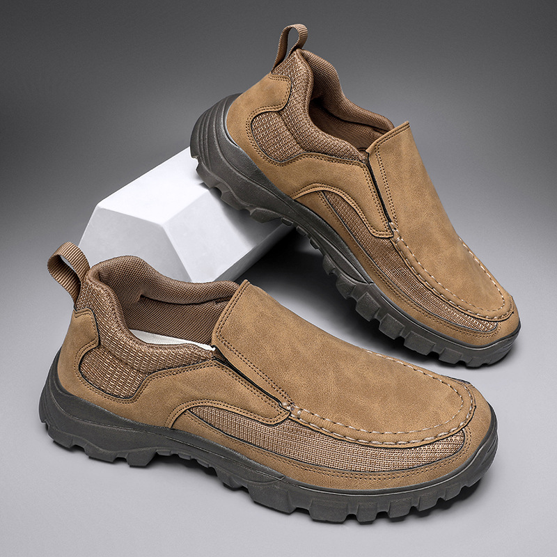 (Medical Certification) Men's Orthopedic Genuine Leather Shoes for Diabetics, Arch Support Hiking Shoes for Plantar Fasciitis-Comfort & Reliable