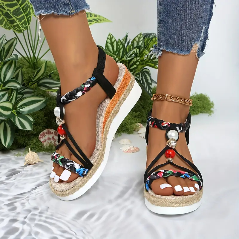 Bohemian Wedge Heeled Women's Sandals-Comfort & Reliable