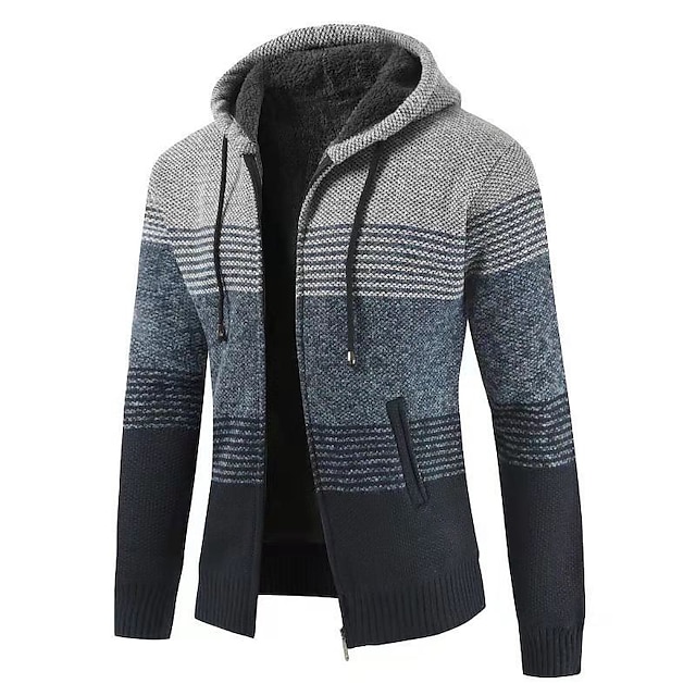 Men's Colorblocked Hooded Warm Cashmere Jacket-Comfort & Reliable