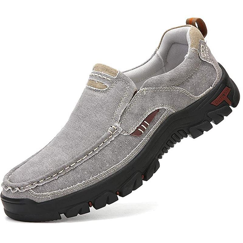 Mens Round Toe Canvas Slip-On Loafers antiskid Walking Casual Shoes-Comfort & Reliable
