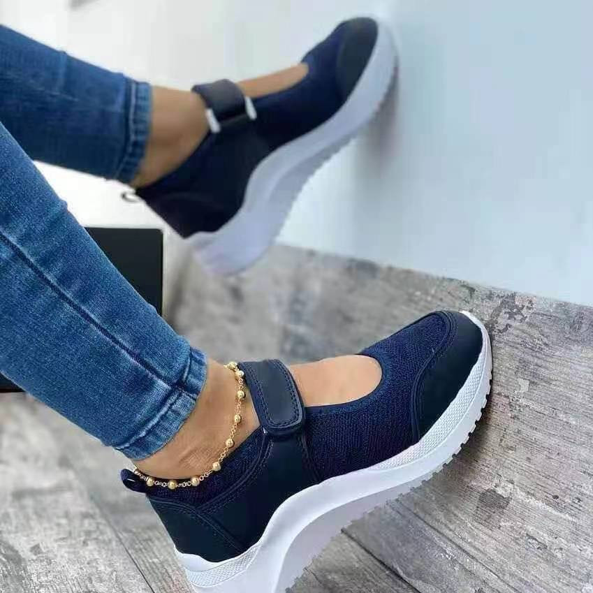 Casual Breathable Velcro Thick-Sole Cutout Mesh Walking Shoes-Comfort & Reliable