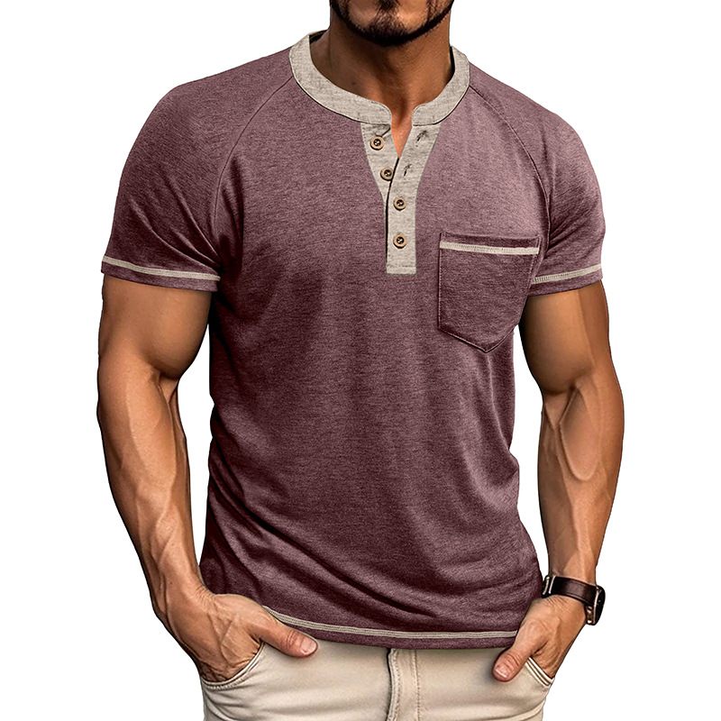 Men's Colorblock Short Sleeve Henley Shirt