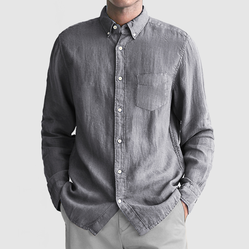Men's Basic Casual Cotton Linen Pocket Shirt-Comfort & Reliable