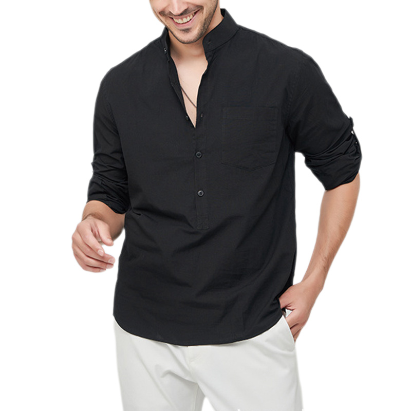 Men's Cotton Henley Vacation Shirt-Comfort & Reliable