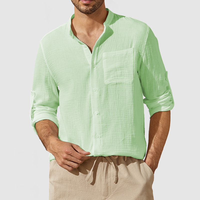 Men's Casual Textured Pocket Shirt-Comfort & Reliable
