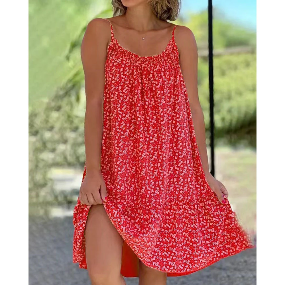 Women's Floral Print Spaghetti Strap Mini Dress