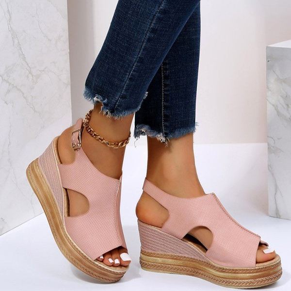 2025 Womens Platform Open Toe Buckle Ankle Strap Wedge Casual Sandals-Comfort & Reliable