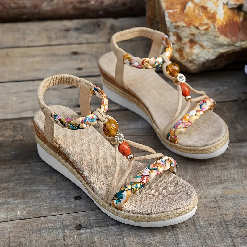 Bohemian Wedge Heeled Women's Sandals-Comfort & Reliable