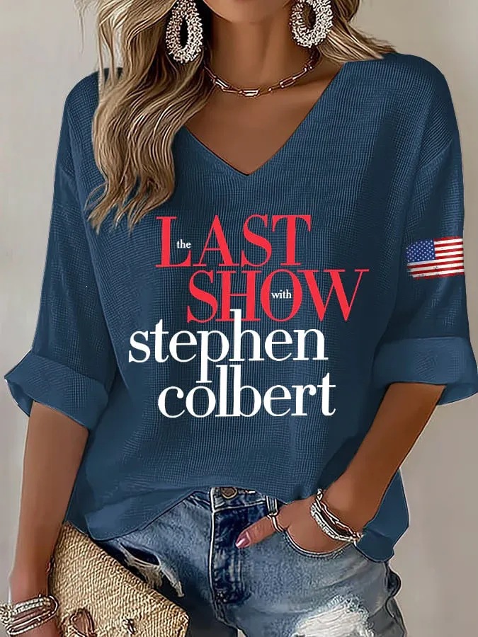 Women's American 250th Anniversary Three-Quarter Sleeve V-Neck Top
