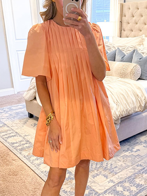NEW🔥 Loose Round Neck Pleated Dress- Tax Free