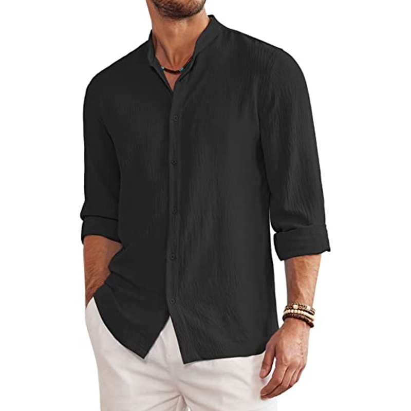 Men's new summer collage linen cardigan long sleeve shirt-Comfort & Reliable