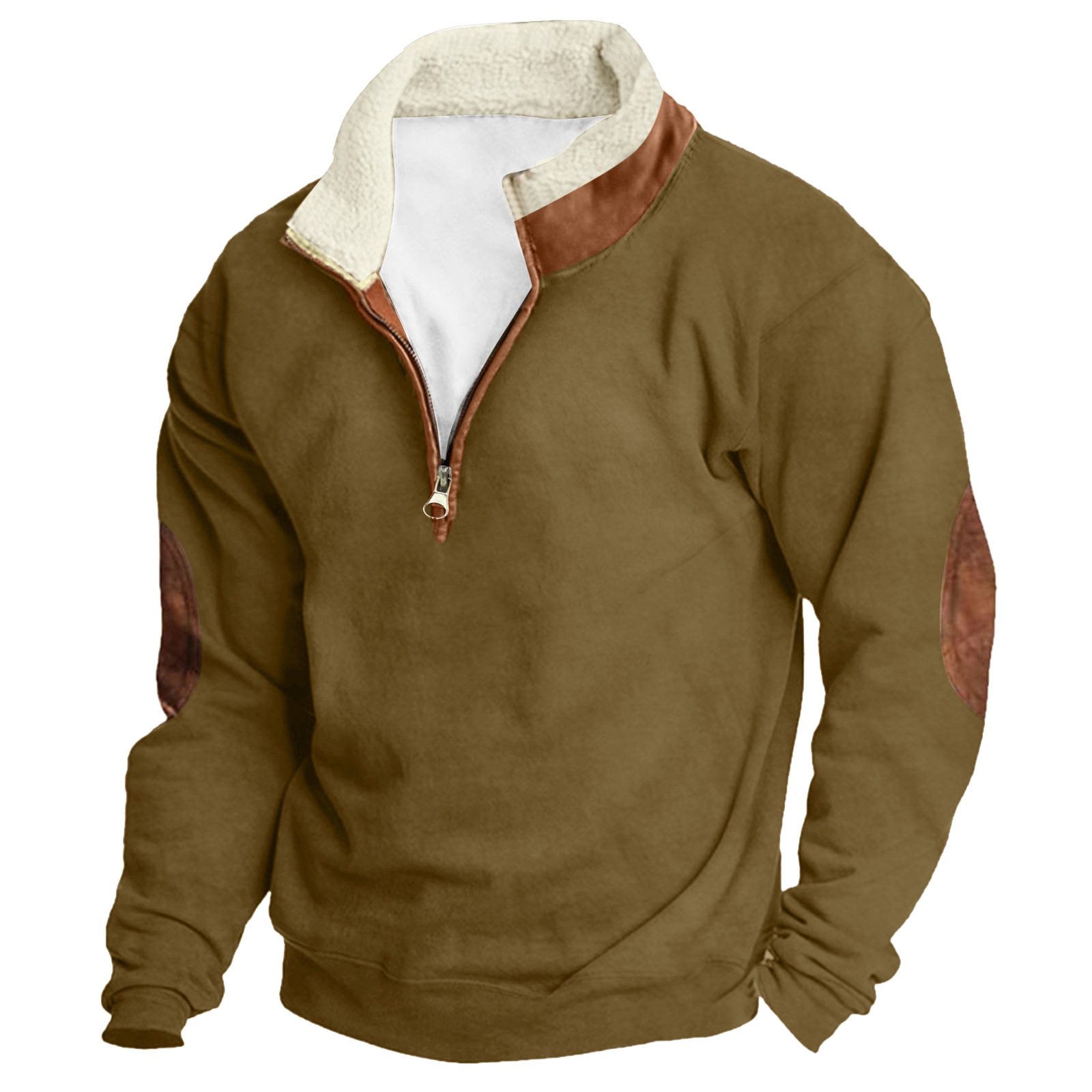 Men's Outdoor Vintage Stand Collar Long Sleeve Cashmere Sweatshirt-Comfort & Reliable