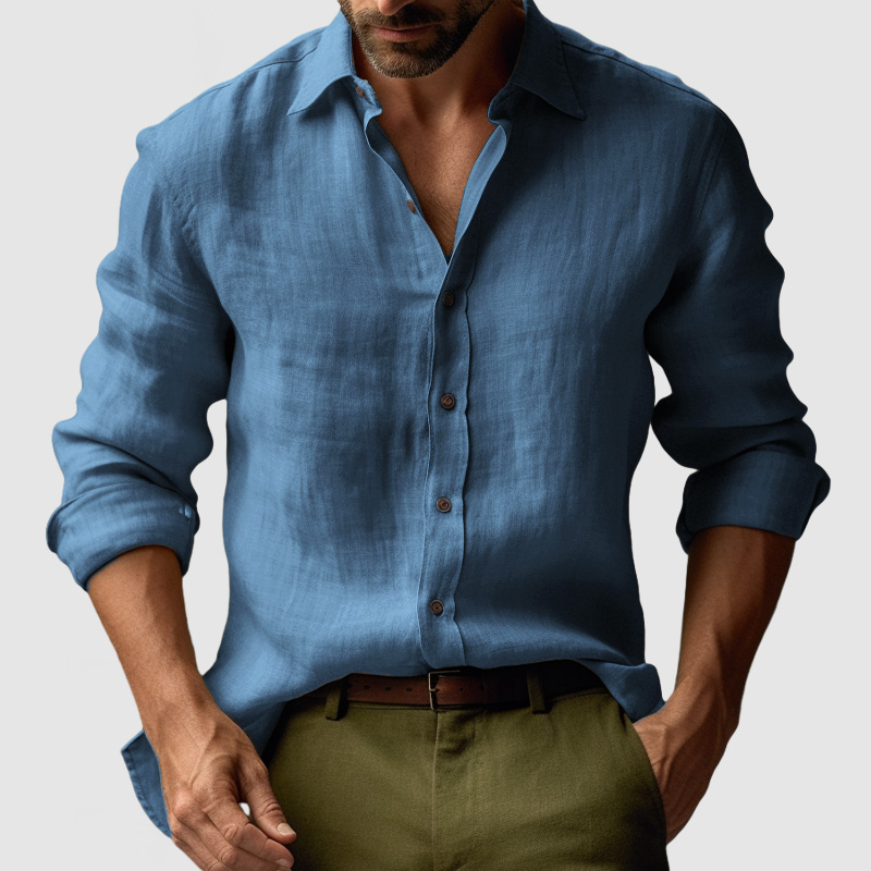 Men's Vintage Cotton Linen Long Sleeve Shirt-Comfort & Reliable
