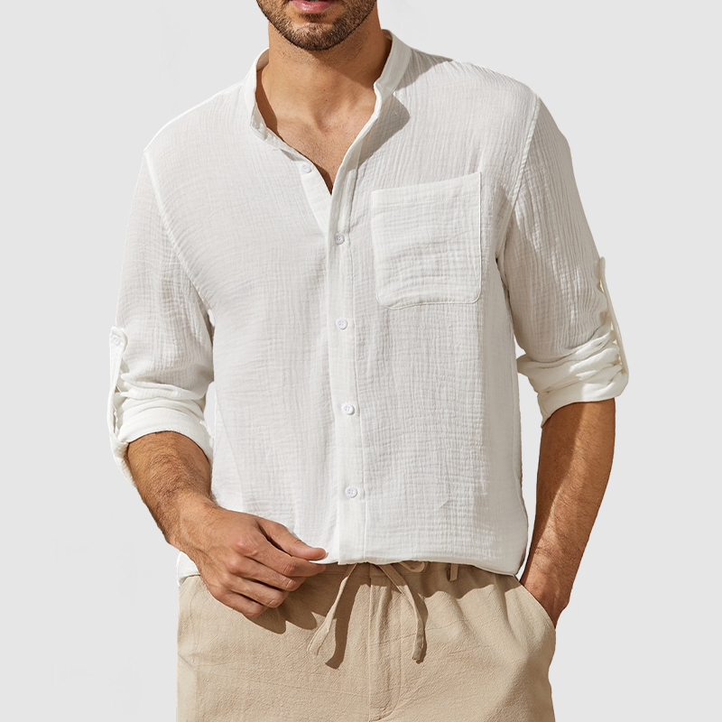 Men's Casual Textured Pocket Shirt-Comfort & Reliable