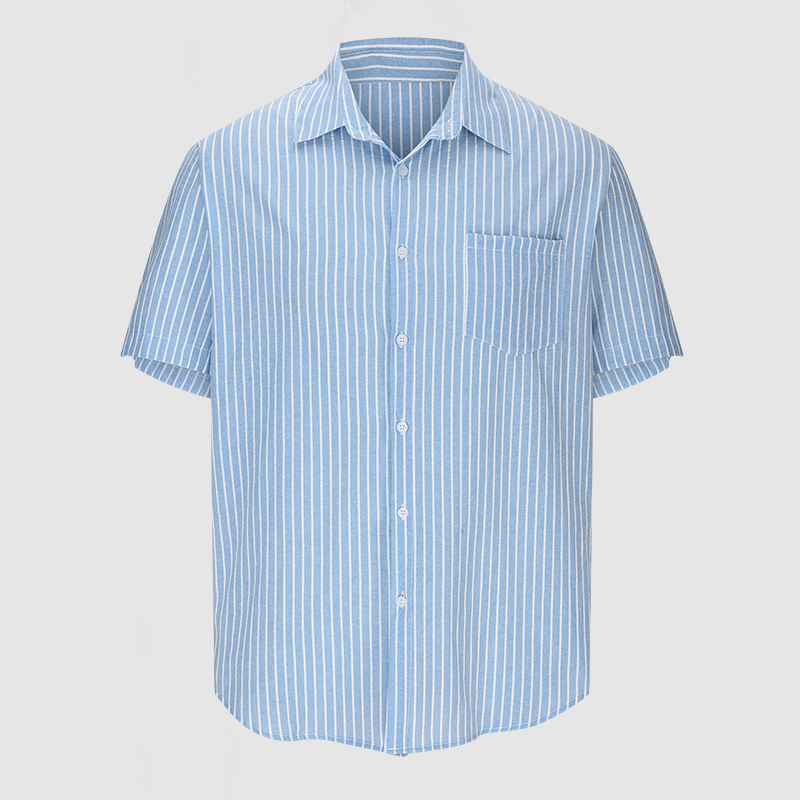 Men's Casual Cotton Linen Striped Short Sleeve Shirt-Comfort & Reliable