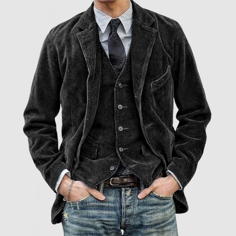 Men's Vintage Corduroy Lapel Jacket-Comfort & Reliable