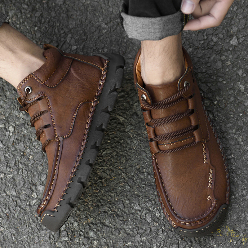 (🔥CLEARANCE SALE - 70% OFF)Men's Hand-Sewn Wear-Resistant Waterproof Cowhide Shoes-Comfort & Reliable