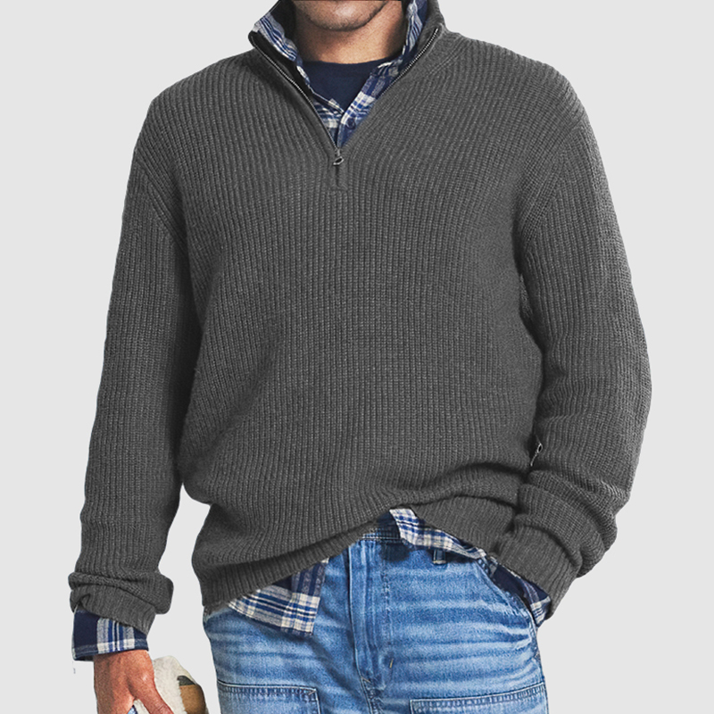 Men's Cashmere Business Casual Zipper Sweater-Comfort & Reliable