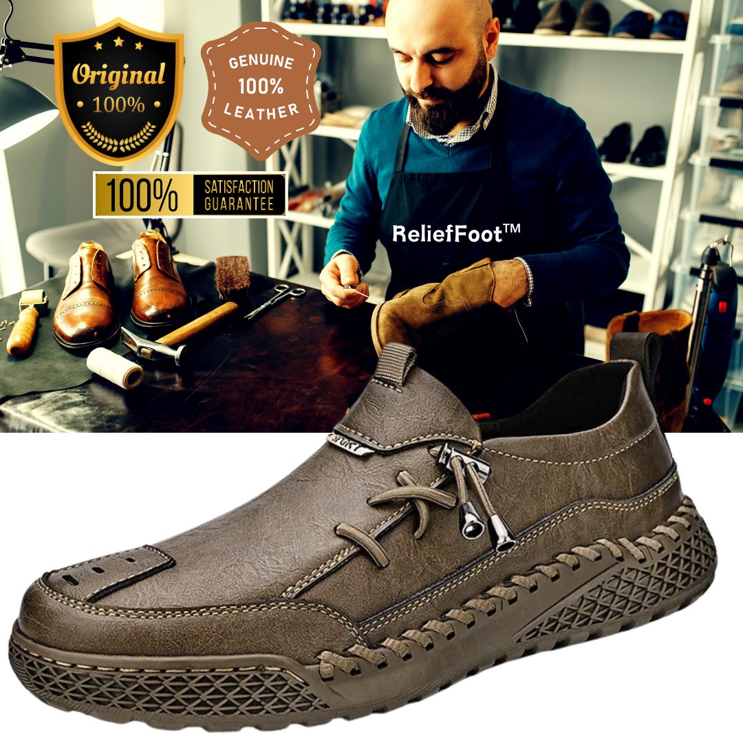 MerrfeetTM⏰Promotion - 70% OFF🔥Men's Handmade Genuine Leather Glue-Free Slip-on Orthopedic Shoes-Comfort & Reliable