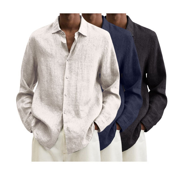 Men's Linen Long Sleeve Shirt-Comfort & Reliable