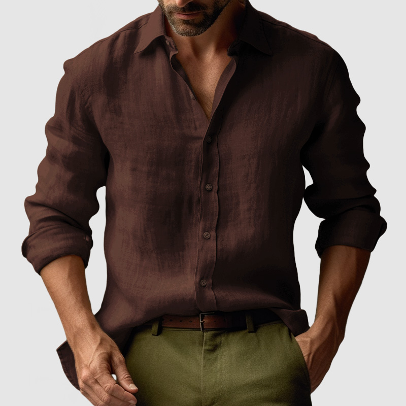 Men's Vintage Cotton Linen Long Sleeve Shirt-Comfort & Reliable